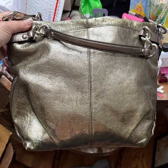 Coach Brooke Metallic Gold Shoulder Bag - Picture 1 of 16